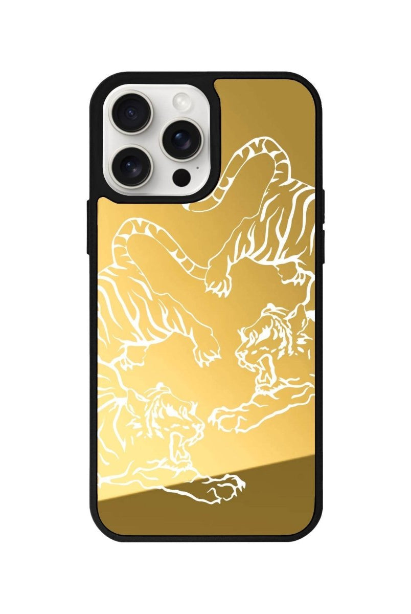 iPhone 14 Plus Tigers Mirror Aynalı Telefon Kılıfı Altın - SUMTHINCS