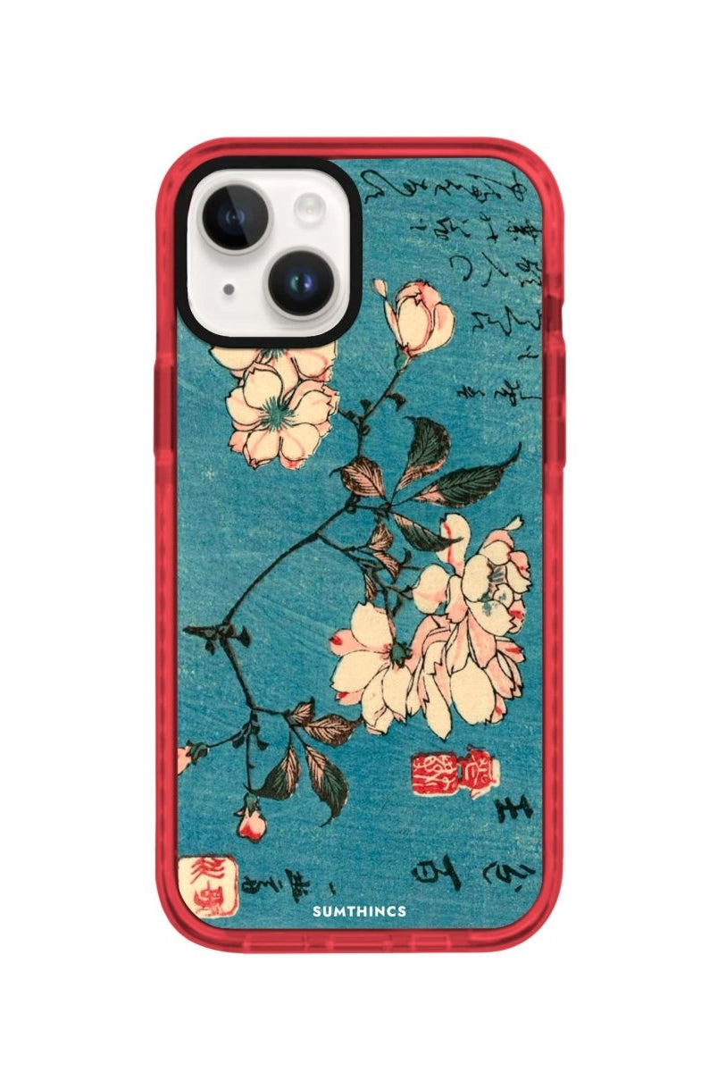 iPhone 14 Plus Vintage Sakura Procase Şeffaf Telefon Kılıfı Kırmızı - SUMTHINCS