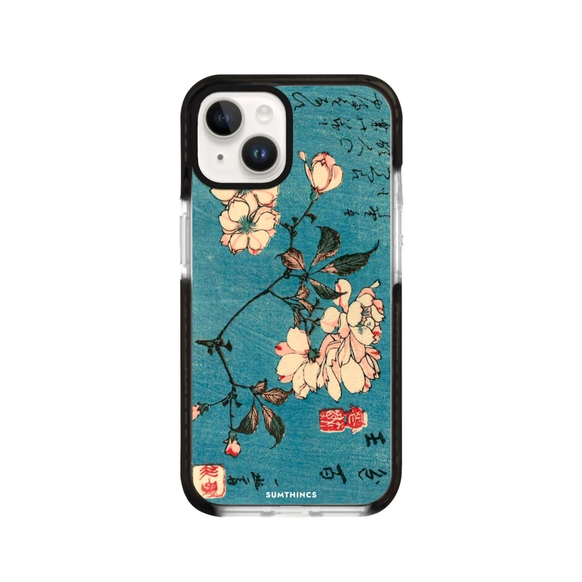 iPhone 14 Plus Vintage Sakura Procase Şeffaf Telefon Kılıfı Siyah Şeffaf - SUMTHINCS