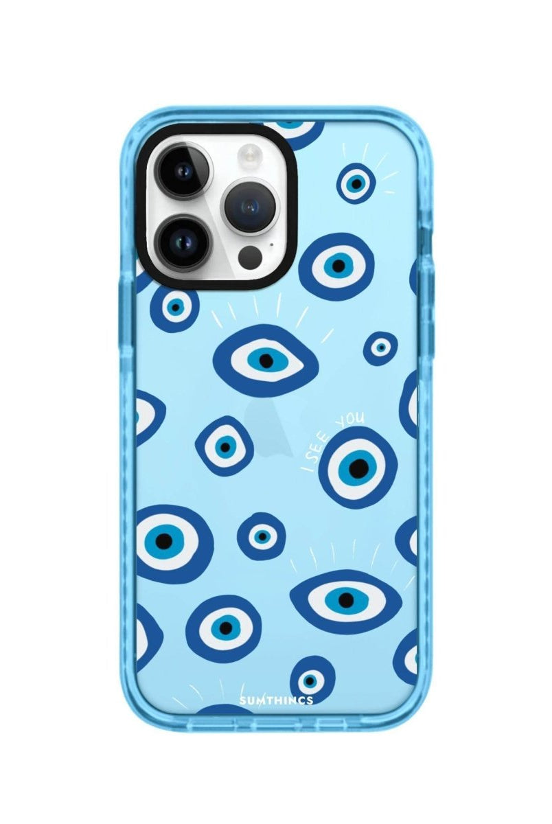 iPhone 14 Pro I See You Procase Şeffaf Telefon Kılıfı Mavi - SUMTHINCS