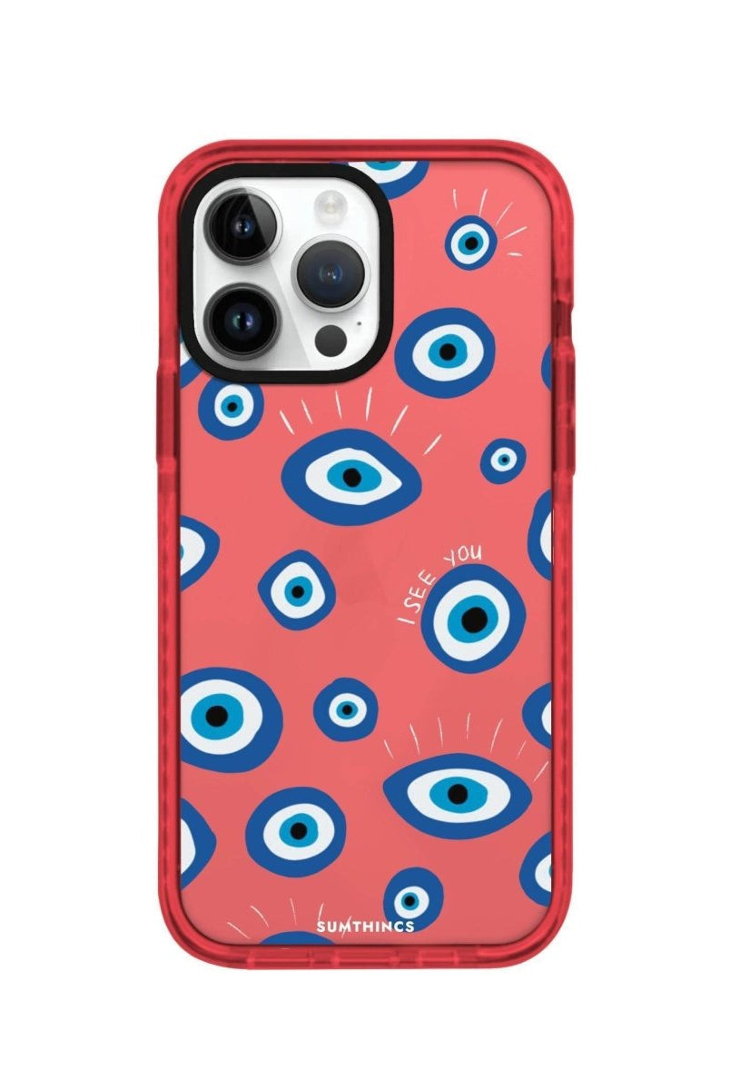 iPhone 14 Pro I See You Procase Şeffaf Telefon Kılıfı Kırmızı - SUMTHINCS