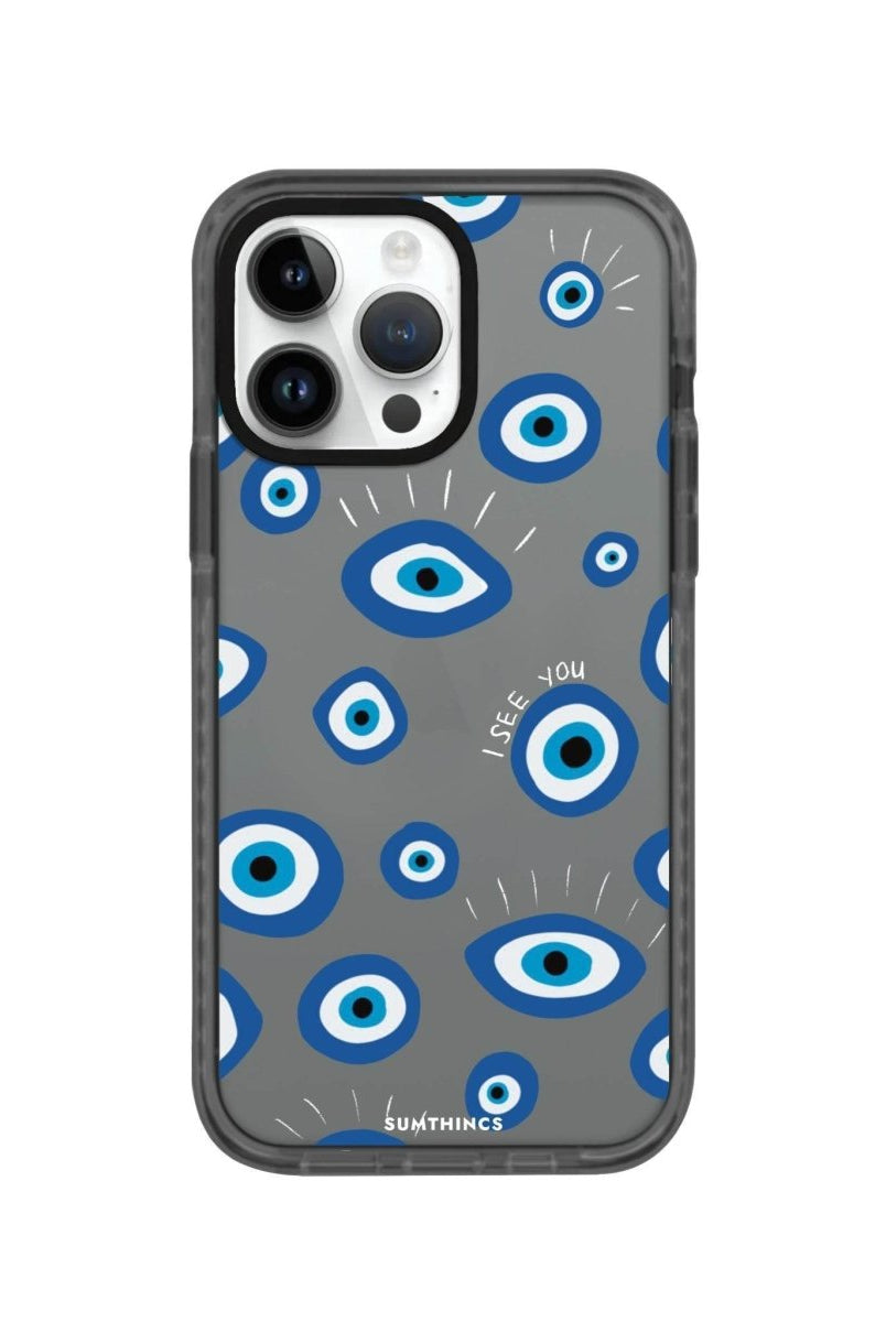 iPhone 14 Pro I See You Procase Şeffaf Telefon Kılıfı Antrasit - SUMTHINCS