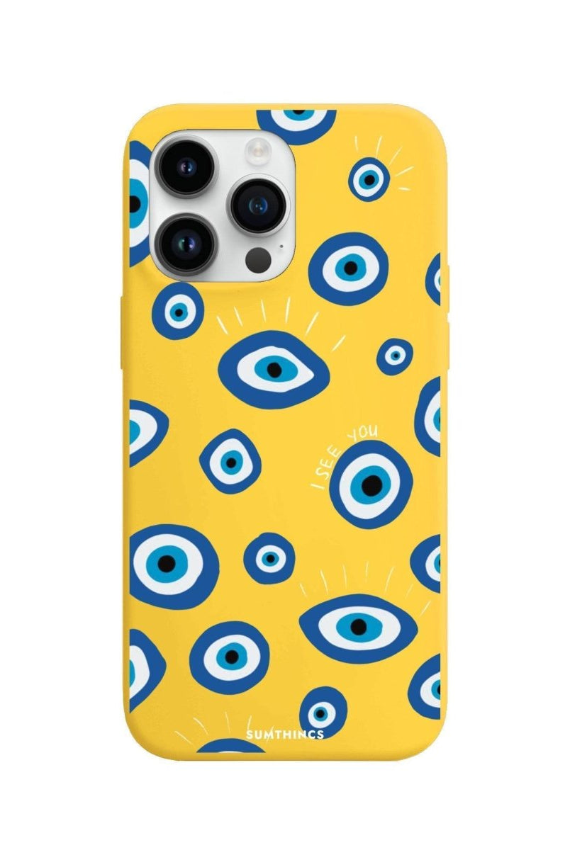 iPhone 14 Pro Max I See You Premium Telefon Kılıfı Sarı - SUMTHINCS
