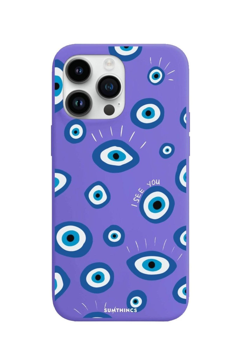 iPhone 14 Pro Max I See You Premium Telefon Kılıfı Lila - SUMTHINCS