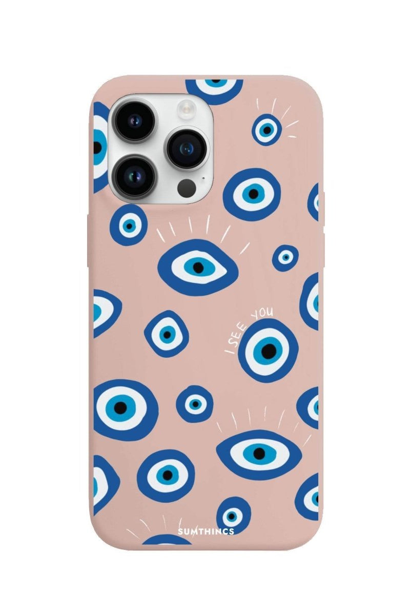 iPhone 14 Pro Max I See You Premium Telefon Kılıfı Bej - SUMTHINCS