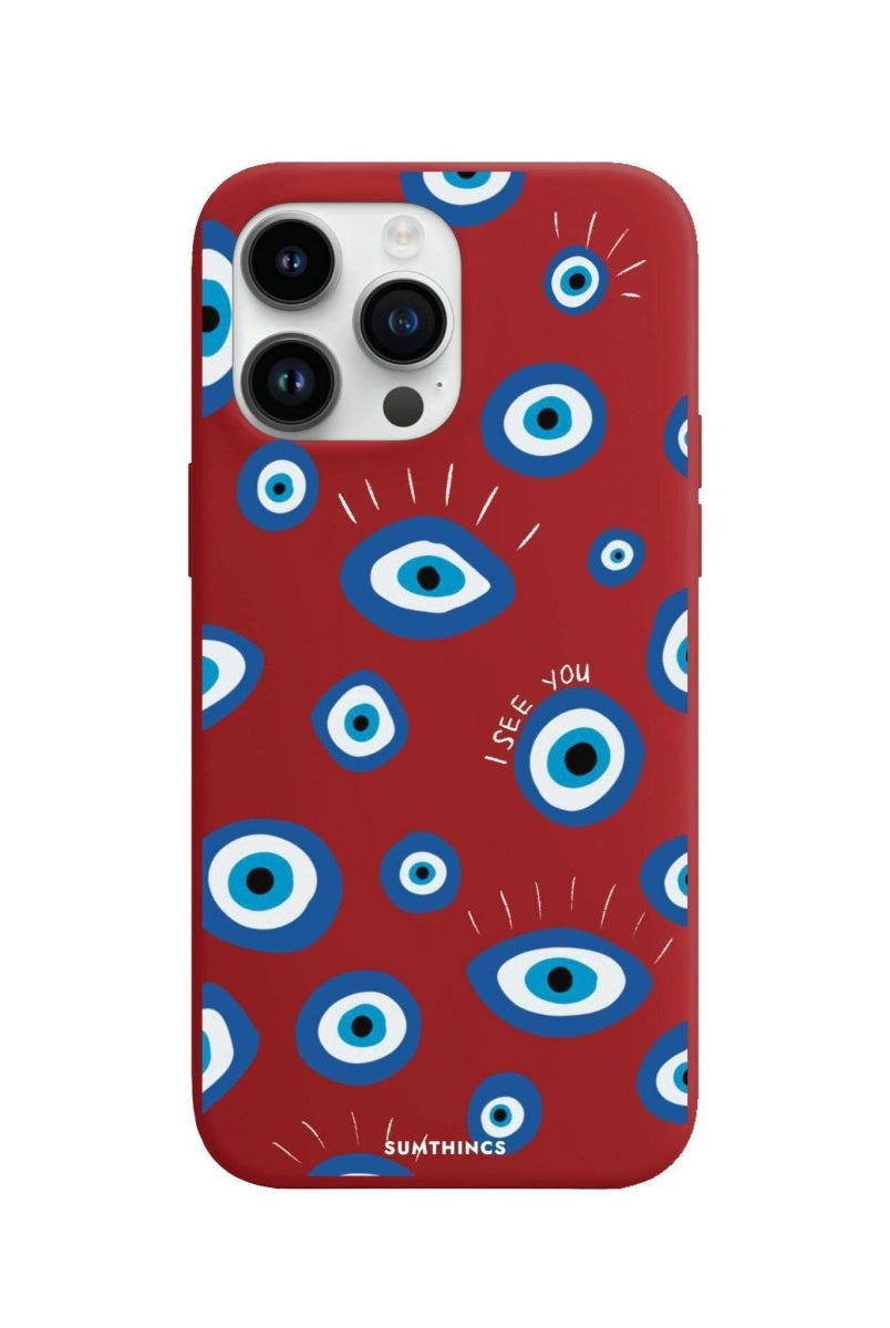 iPhone 14 Pro Max I See You Premium Telefon Kılıfı Kırmızı - SUMTHINCS