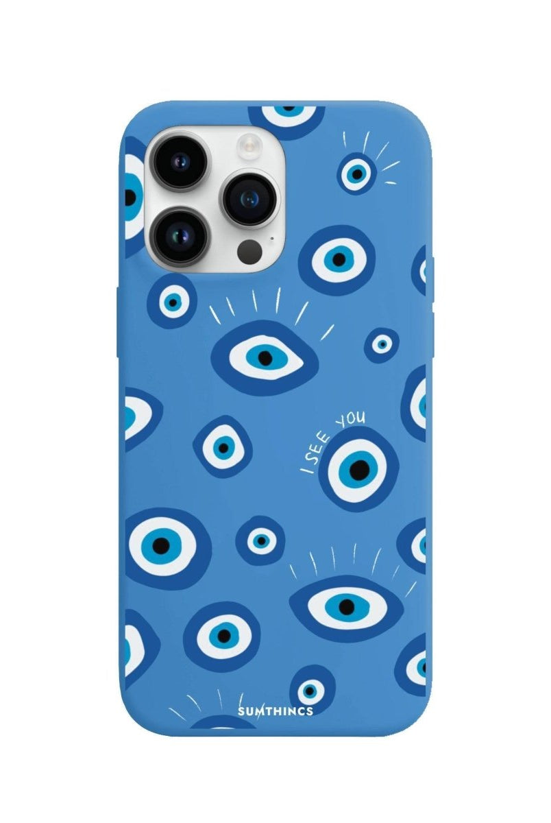 iPhone 14 Pro Max I See You Premium Telefon Kılıfı Mavi - SUMTHINCS