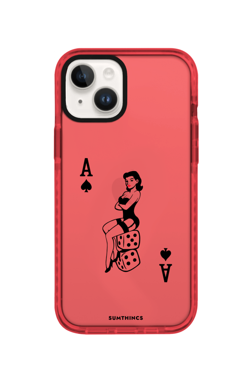 iPhone 15 Ace Queen Procase Şeffaf Telefon Kılıfı Kırmızı - SUMTHINCS