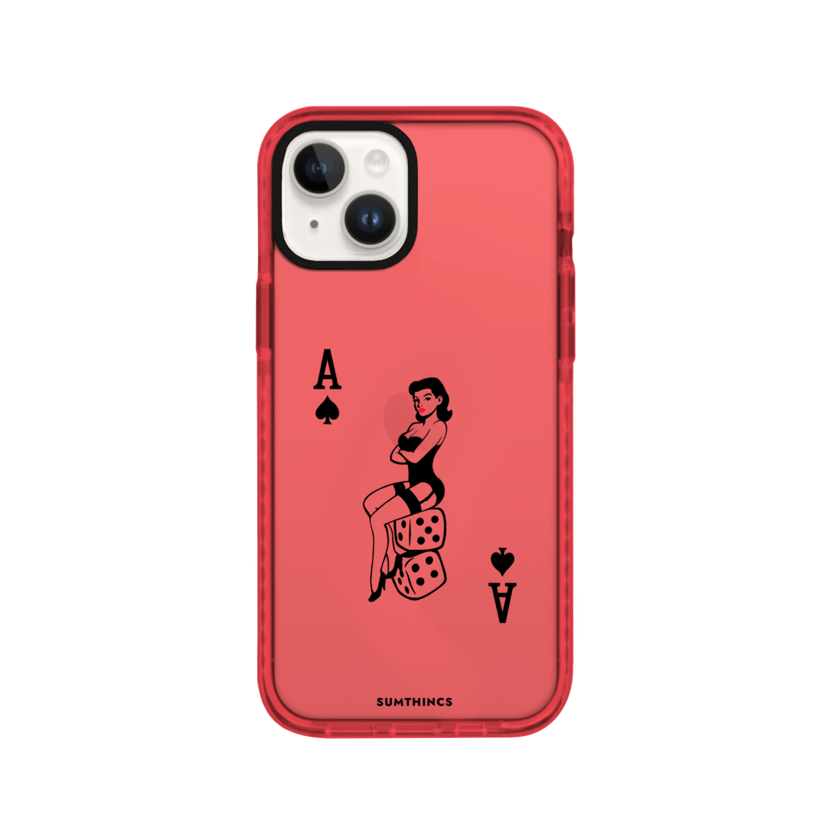 iPhone 15 Ace Queen Procase Şeffaf Telefon Kılıfı Kırmızı - SUMTHINCS