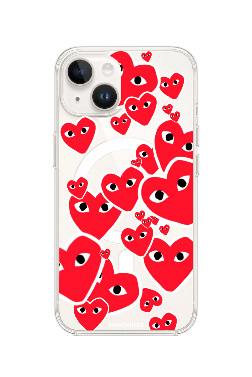 iPhone 15 Hearts Clear Magsafe Şeffaf Telefon Kılıfı - SUMTHINCS