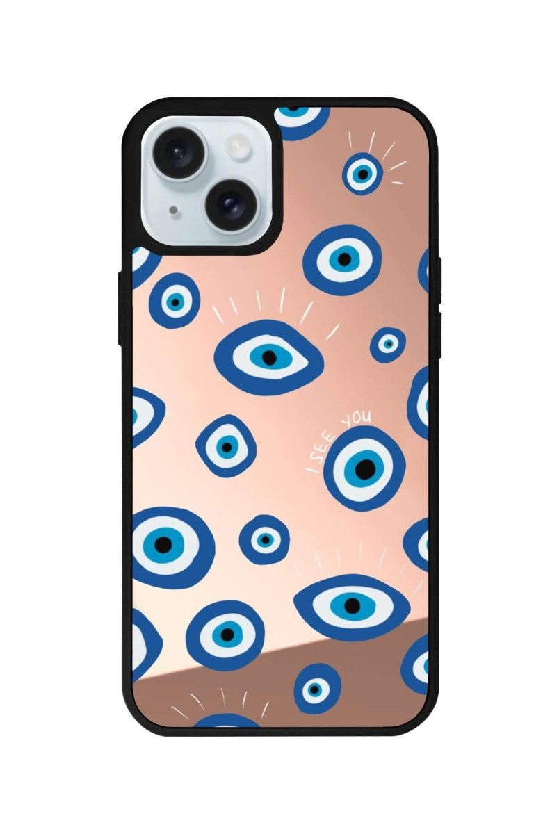 iPhone 15 I See You Mirror Aynalı Telefon Kılıfı Metalik Pembe - SUMTHINCS