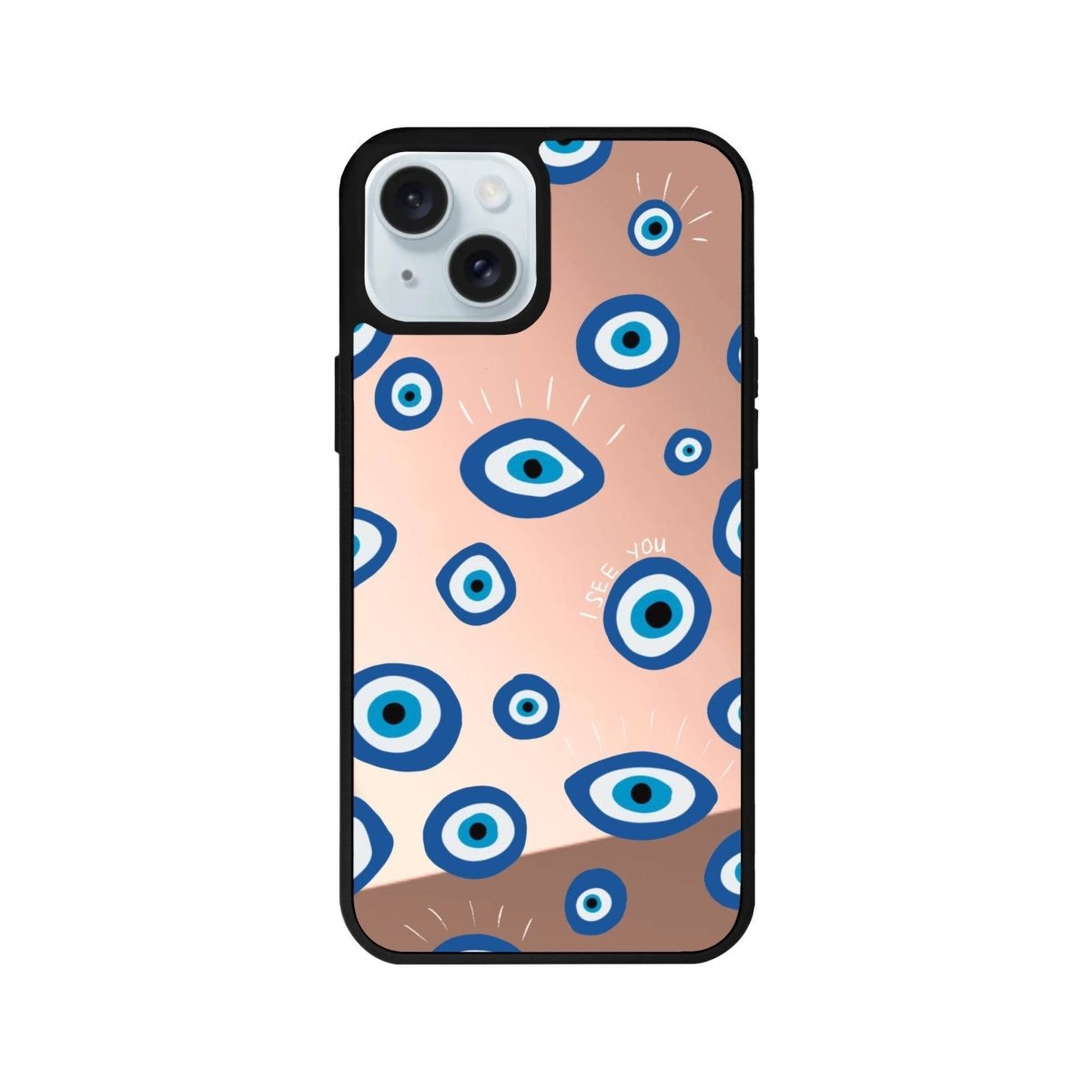 iPhone 15 I See You Mirror Aynalı Telefon Kılıfı Metalik Pembe - SUMTHINCS