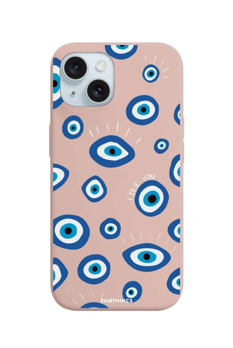 iPhone 15 I See You Premium Telefon Kılıfı Bej - SUMTHINCS