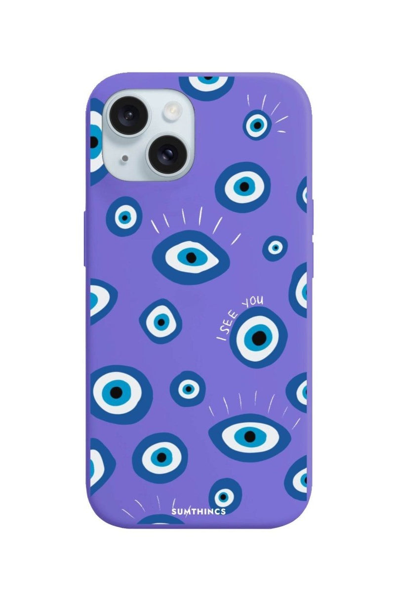 iPhone 15 I See You Premium Telefon Kılıfı Lila - SUMTHINCS