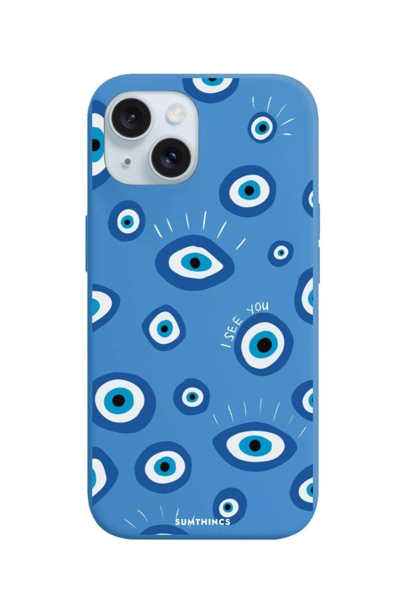 iPhone 15 I See You Premium Telefon Kılıfı Mavi - SUMTHINCS