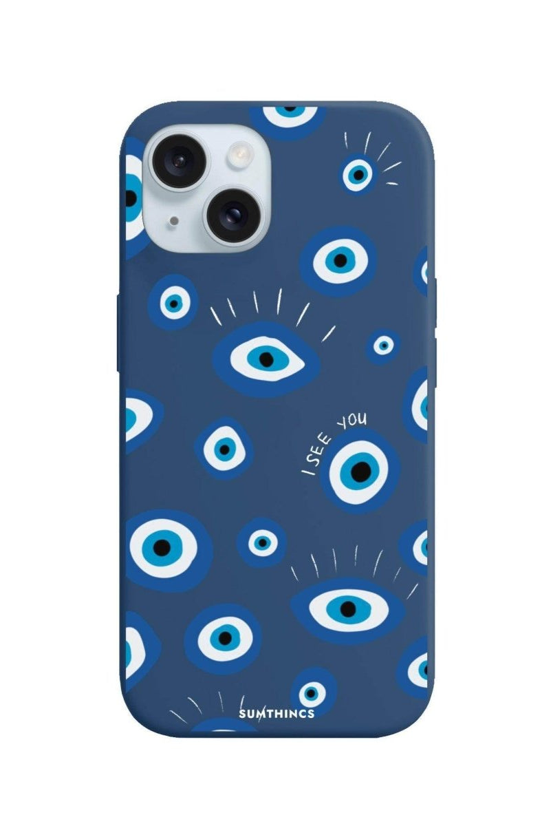 iPhone 15 I See You Premium Telefon Kılıfı Pasifik Mavi - SUMTHINCS