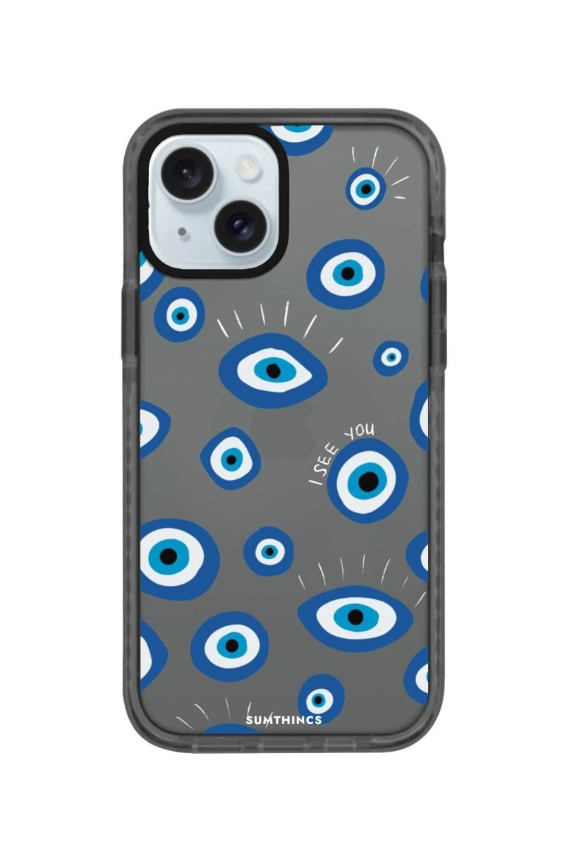 iPhone 15 I See You Procase Şeffaf Telefon Kılıfı Antrasit - SUMTHINCS