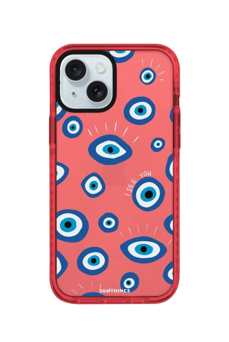iPhone 15 I See You Procase Şeffaf Telefon Kılıfı Kırmızı - SUMTHINCS
