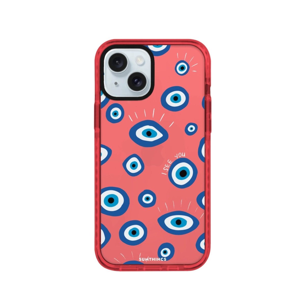 iPhone 15 I See You Procase Şeffaf Telefon Kılıfı Kırmızı - SUMTHINCS