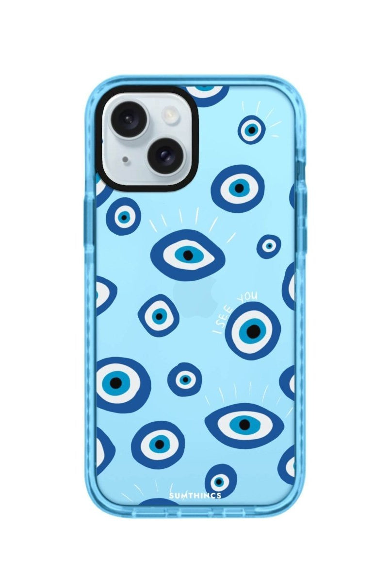 iPhone 15 I See You Procase Şeffaf Telefon Kılıfı Mavi - SUMTHINCS