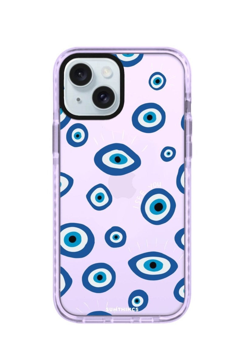 iPhone 15 I See You Procase Şeffaf Telefon Kılıfı Lila - SUMTHINCS