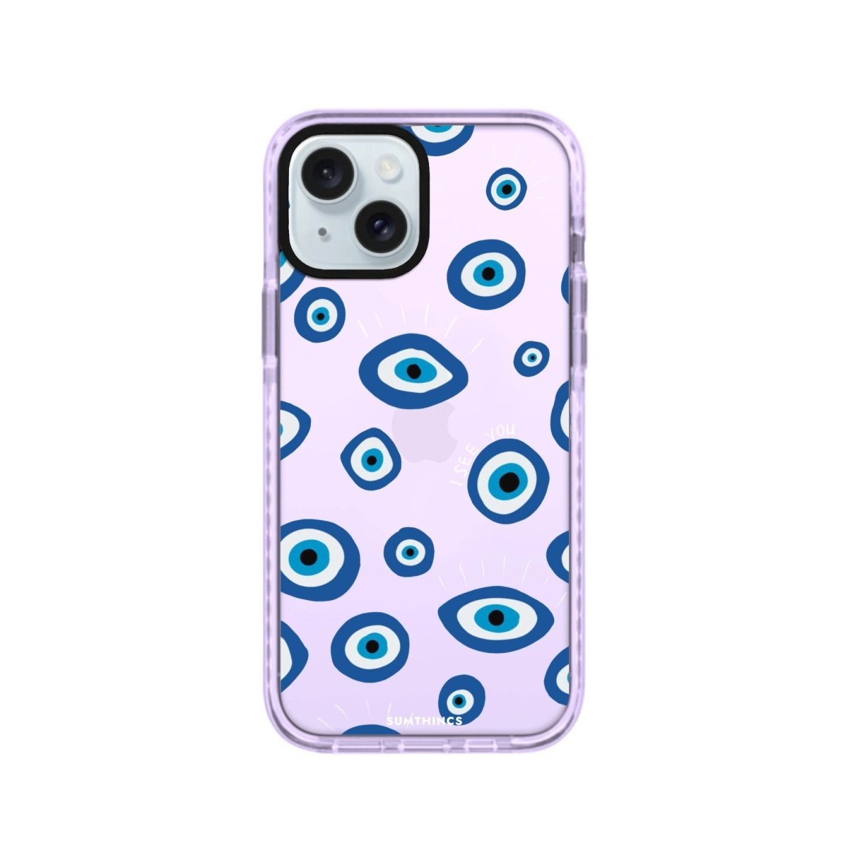 iPhone 15 I See You Procase Şeffaf Telefon Kılıfı Lila - SUMTHINCS