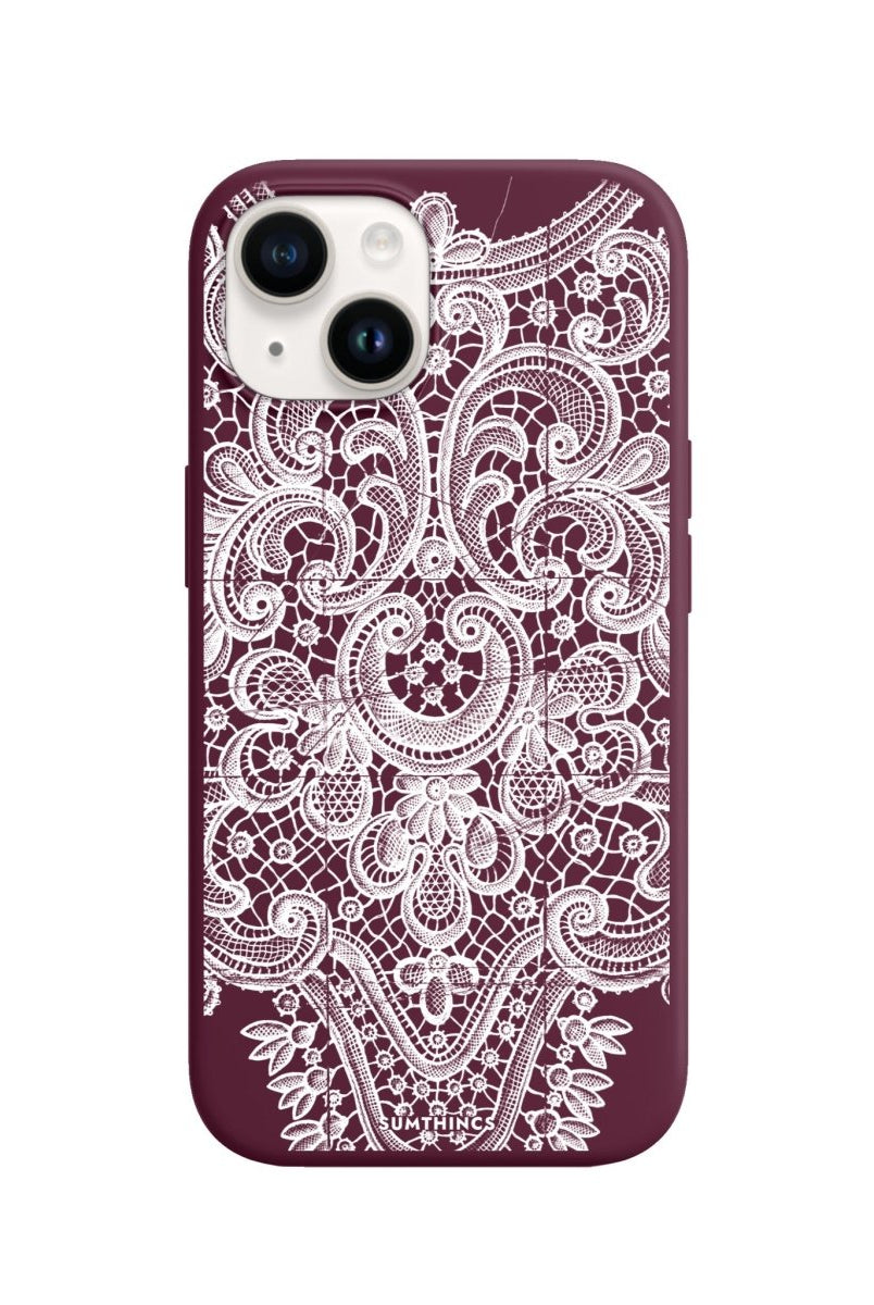 iPhone 15 Lacework Premium Telefon Kılıfı Bordo - SUMTHINCS