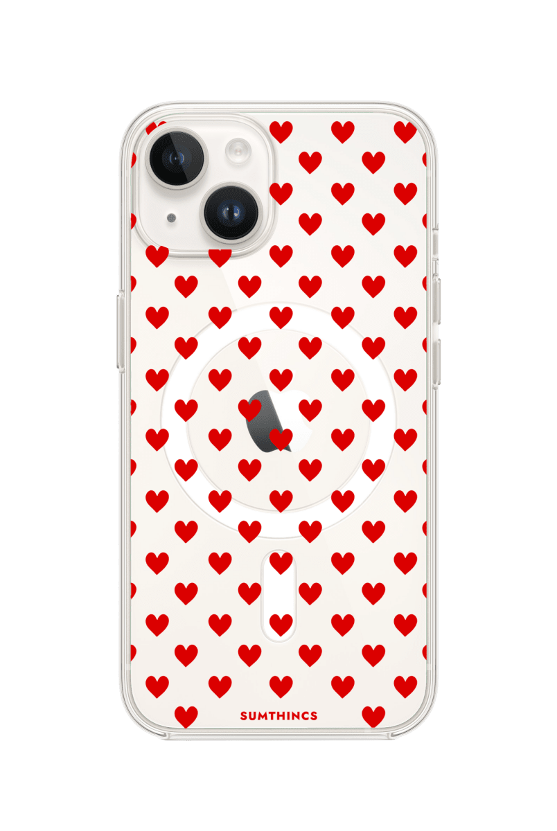 iPhone 15 Little Hearts Clear Magsafe Telefon Kılıfı - SUMTHINCS