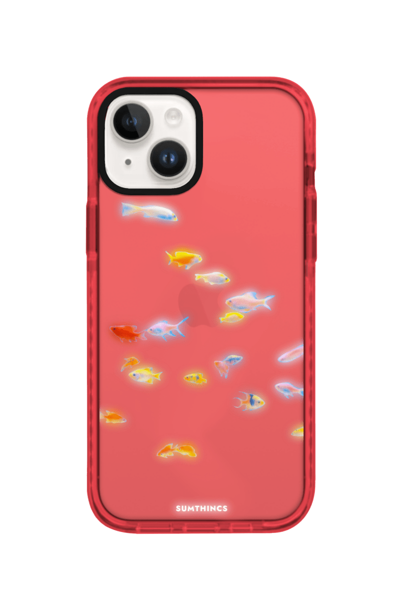 iPhone 15 Neon Fish Procase Şeffaf Telefon Kılıfı Kırmızı - SUMTHINCS