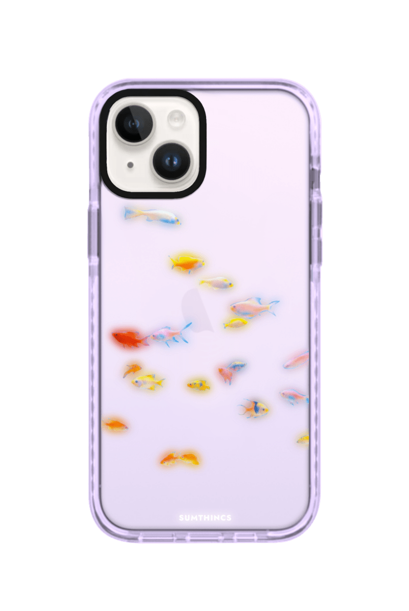 iPhone 15 Neon Fish Procase Şeffaf Telefon Kılıfı Lila - SUMTHINCS