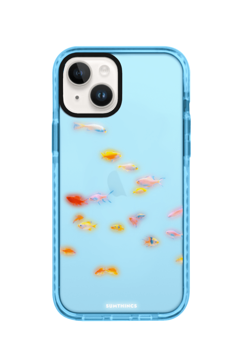 iPhone 15 Neon Fish Procase Şeffaf Telefon Kılıfı Mavi - SUMTHINCS