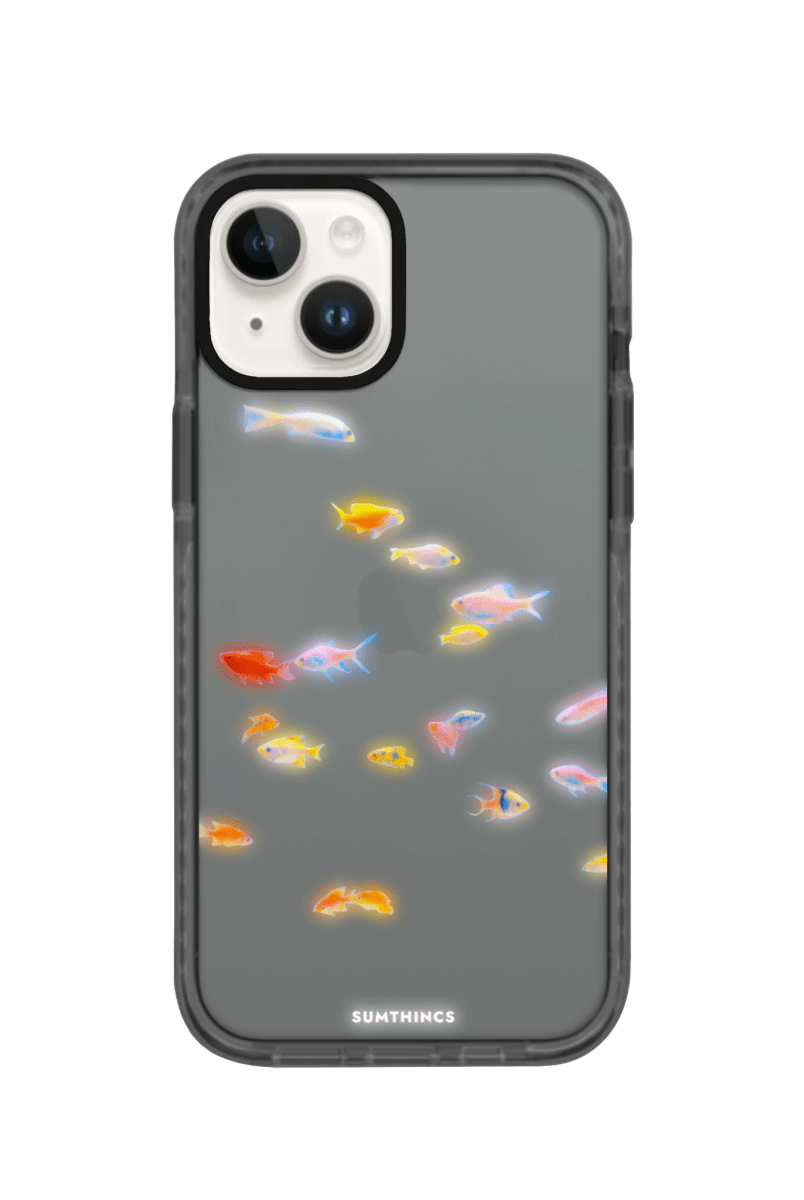 iPhone 15 Neon Fish Procase Şeffaf Telefon Kılıfı Antrasit - SUMTHINCS