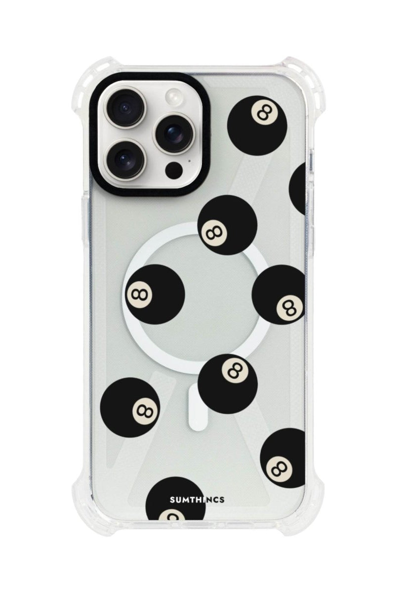 iPhone 15 Plus 8Ball Bumper Magsafe Şeffaf Telefon Kılıfı Beyaz Şeffaf - SUMTHINCS