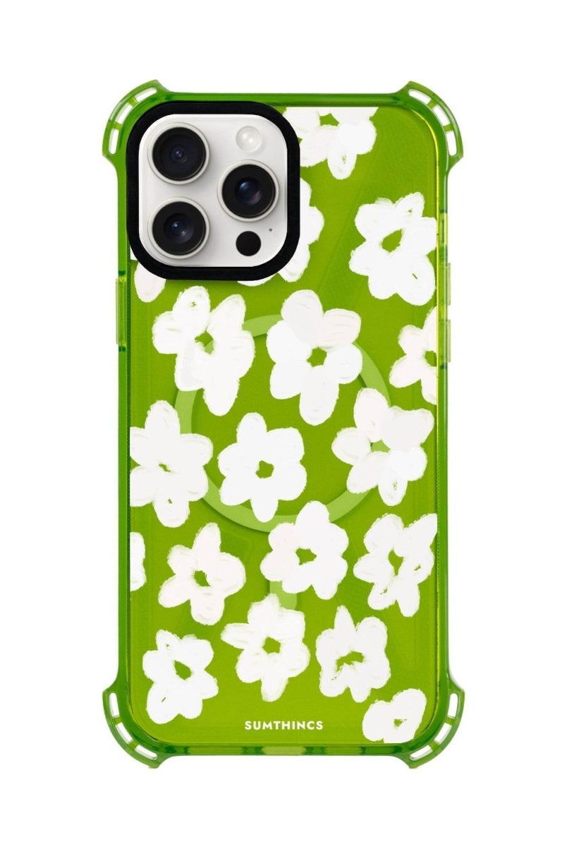 iPhone 15 Plus Blossoms Bumper Magsafe Şeffaf Telefon Kılıfı Yeşil - SUMTHINCS