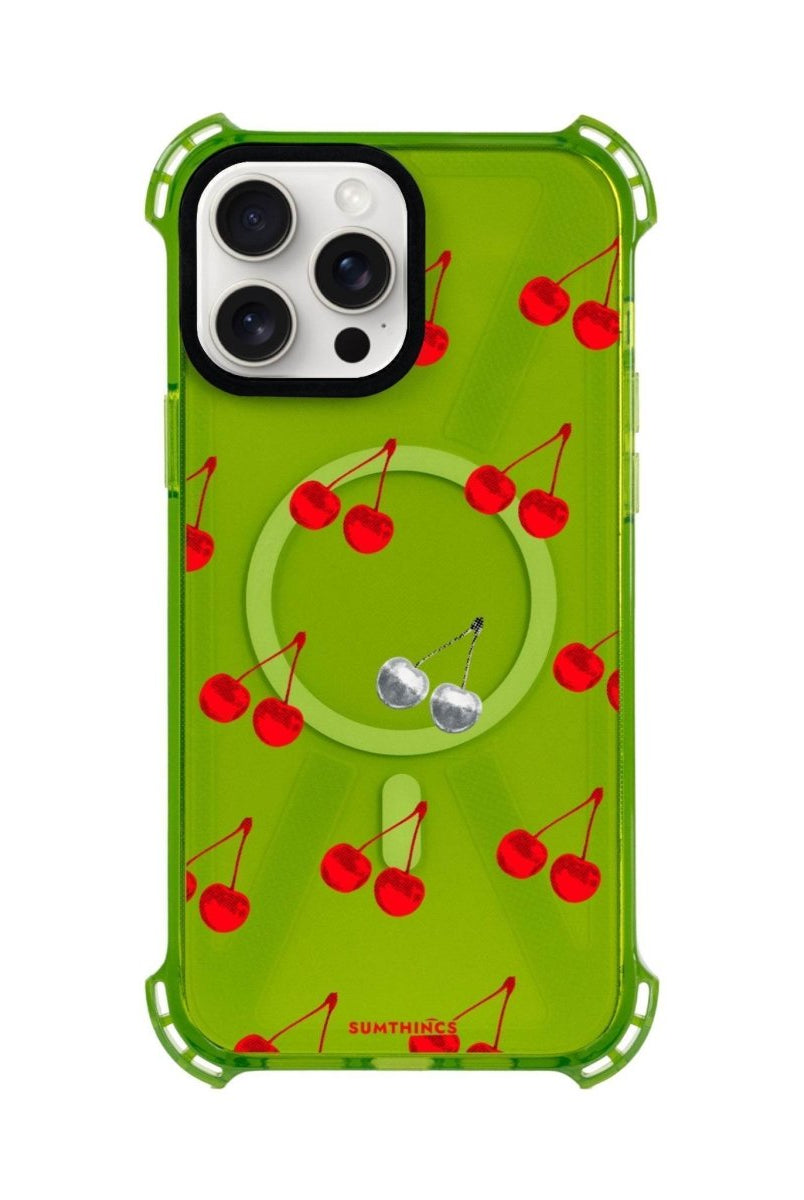 iPhone 15 Plus Disco Cherry Bumper Magsafe Şeffaf Telefon Kılıfı Yeşil - SUMTHINCS