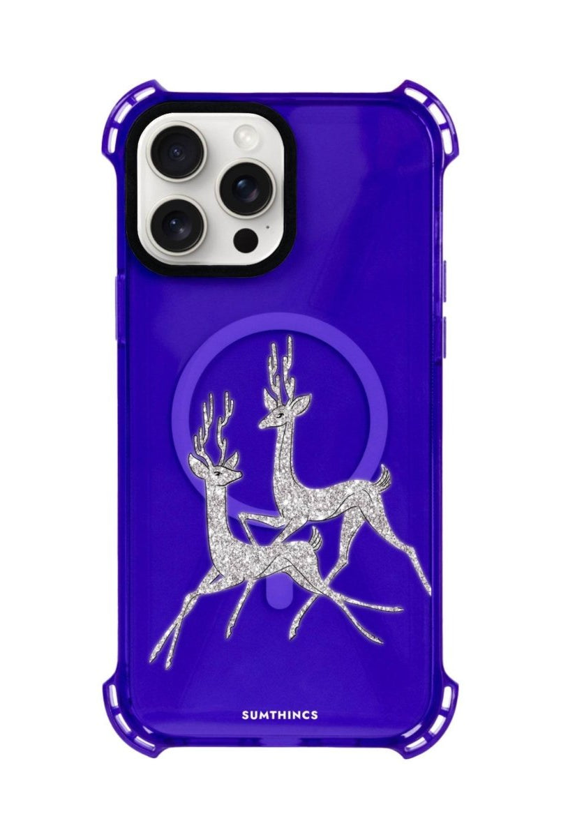 iPhone 15 Plus Disco Deers Bumper Magsafe Şeffaf Telefon Kılıfı Mor - SUMTHINCS