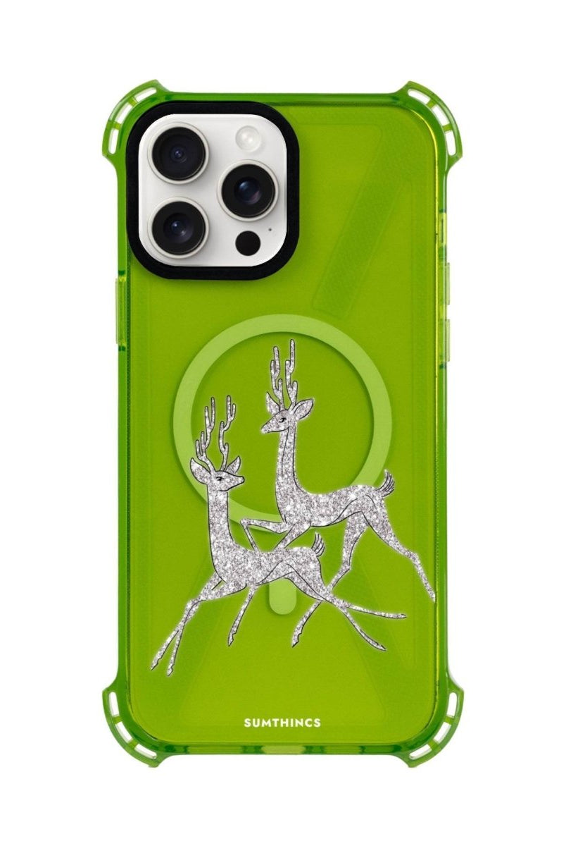 iPhone 15 Plus Disco Deers Bumper Magsafe Şeffaf Telefon Kılıfı Yeşil - SUMTHINCS