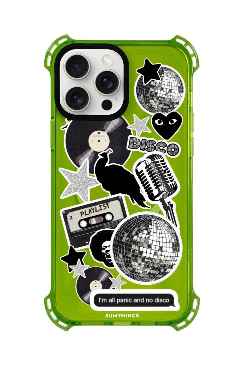 iPhone 15 Plus Disco Stickers Bumper Magsafe Şeffaf Telefon Kılıfı Yeşil - SUMTHINCS