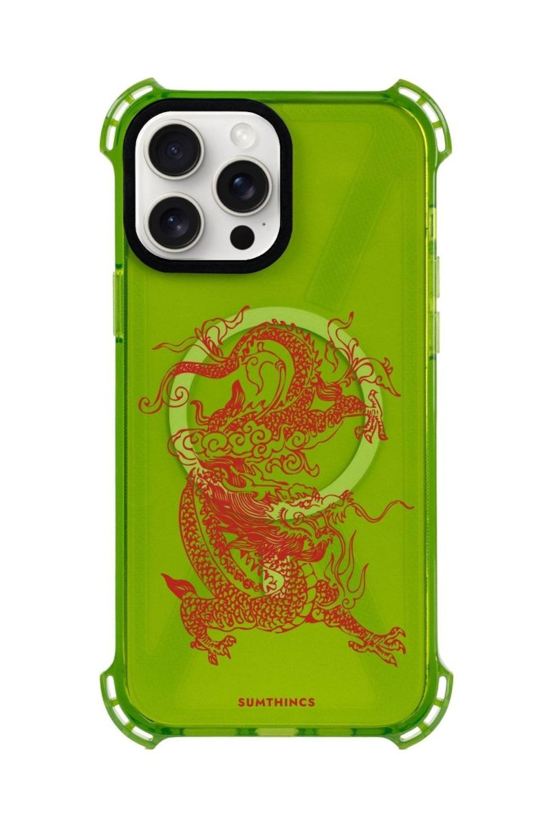 iPhone 15 Plus Dragon Bumper Magsafe Şeffaf Telefon Kılıfı Yeşil - SUMTHINCS