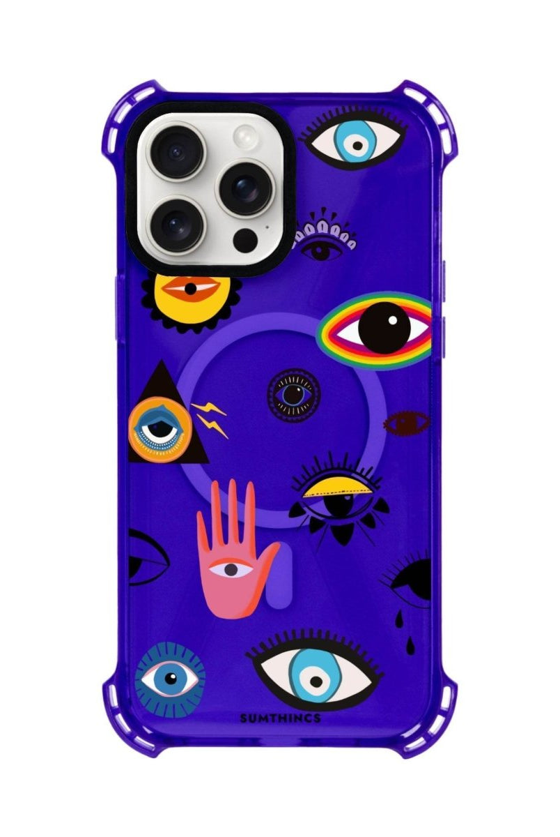 iPhone 15 Plus Eye Stickers Bumper Magsafe Şeffaf Telefon Kılıfı Mor - SUMTHINCS