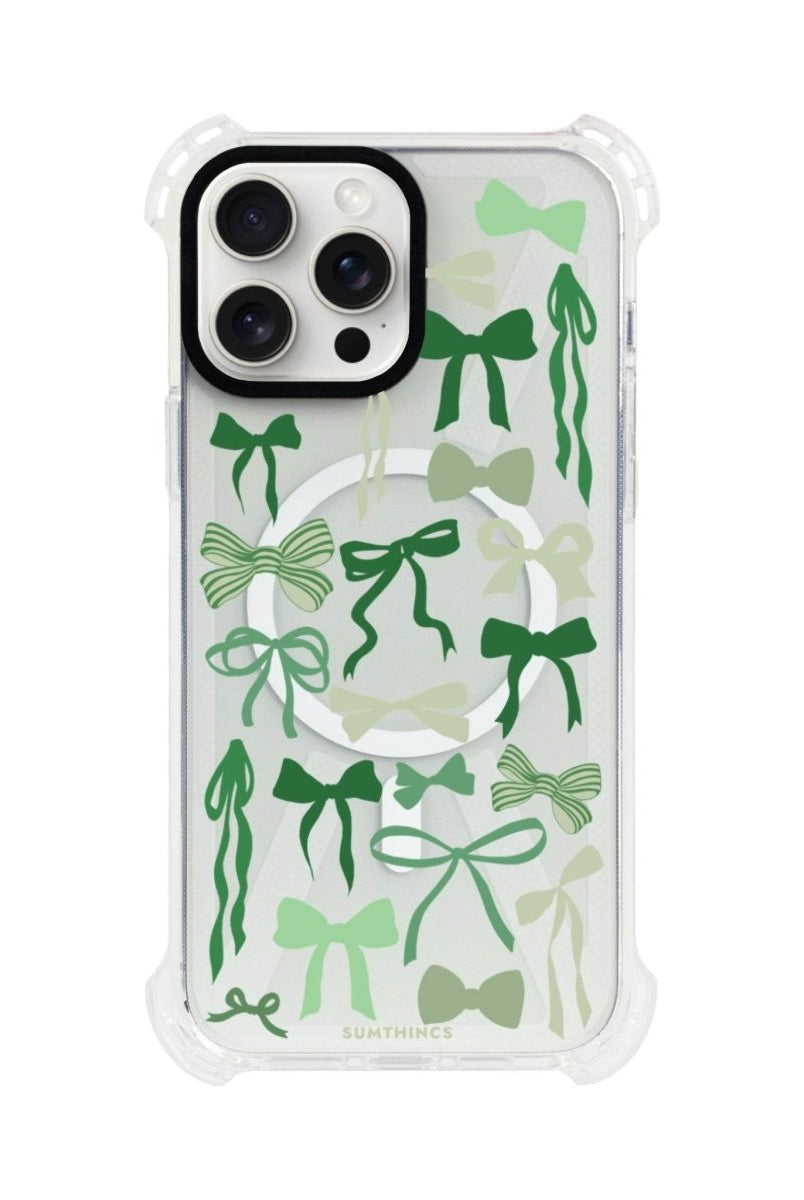 iPhone 15 Plus Green Garland Bumper Magsafe Şeffaf Telefon Kılıfı Beyaz Şeffaf - SUMTHINCS