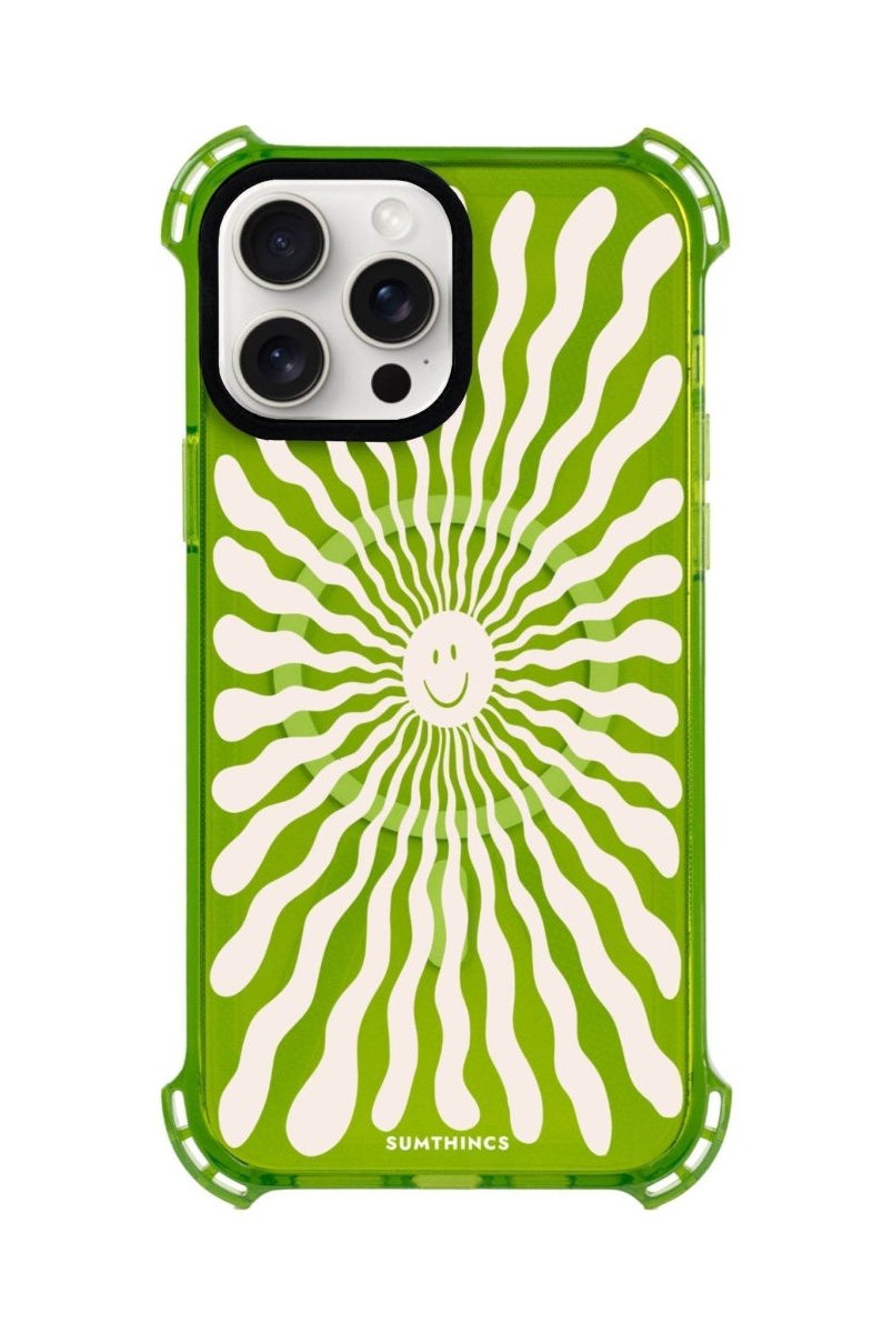 iPhone 15 Plus Happy Little Sun Bumper Magsafe Şeffaf Telefon Kılıfı Yeşil - SUMTHINCS