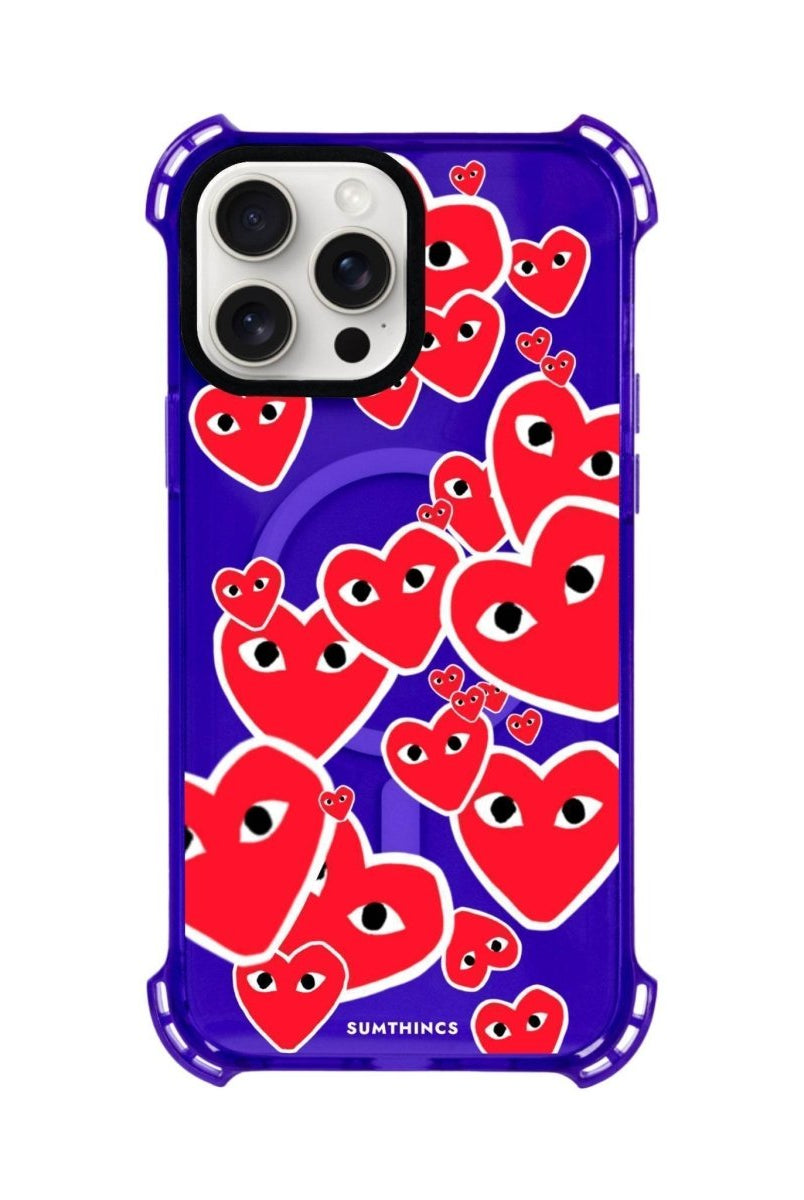 iPhone 15 Plus Hearts Bumper Magsafe Şeffaf Telefon Kılıfı Mor - SUMTHINCS