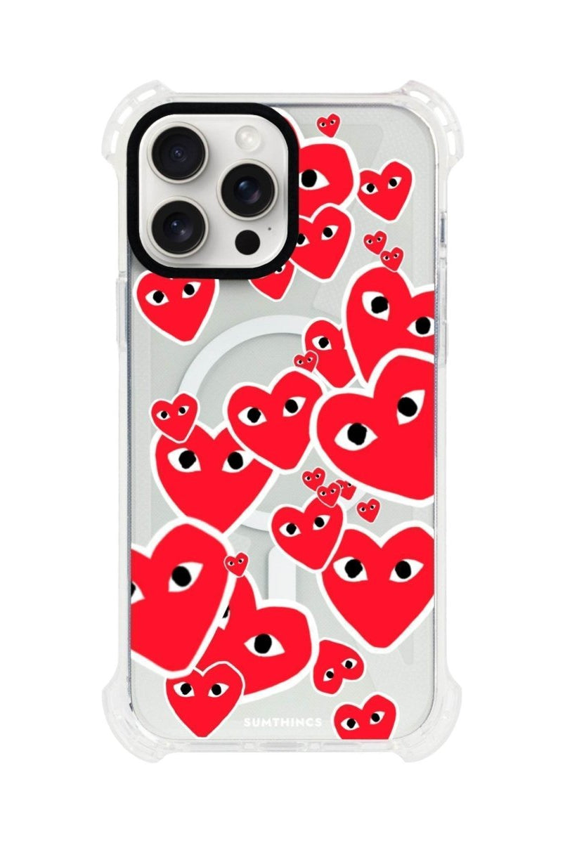 iPhone 15 Plus Hearts Bumper Magsafe Şeffaf Telefon Kılıfı Beyaz Şeffaf - SUMTHINCS