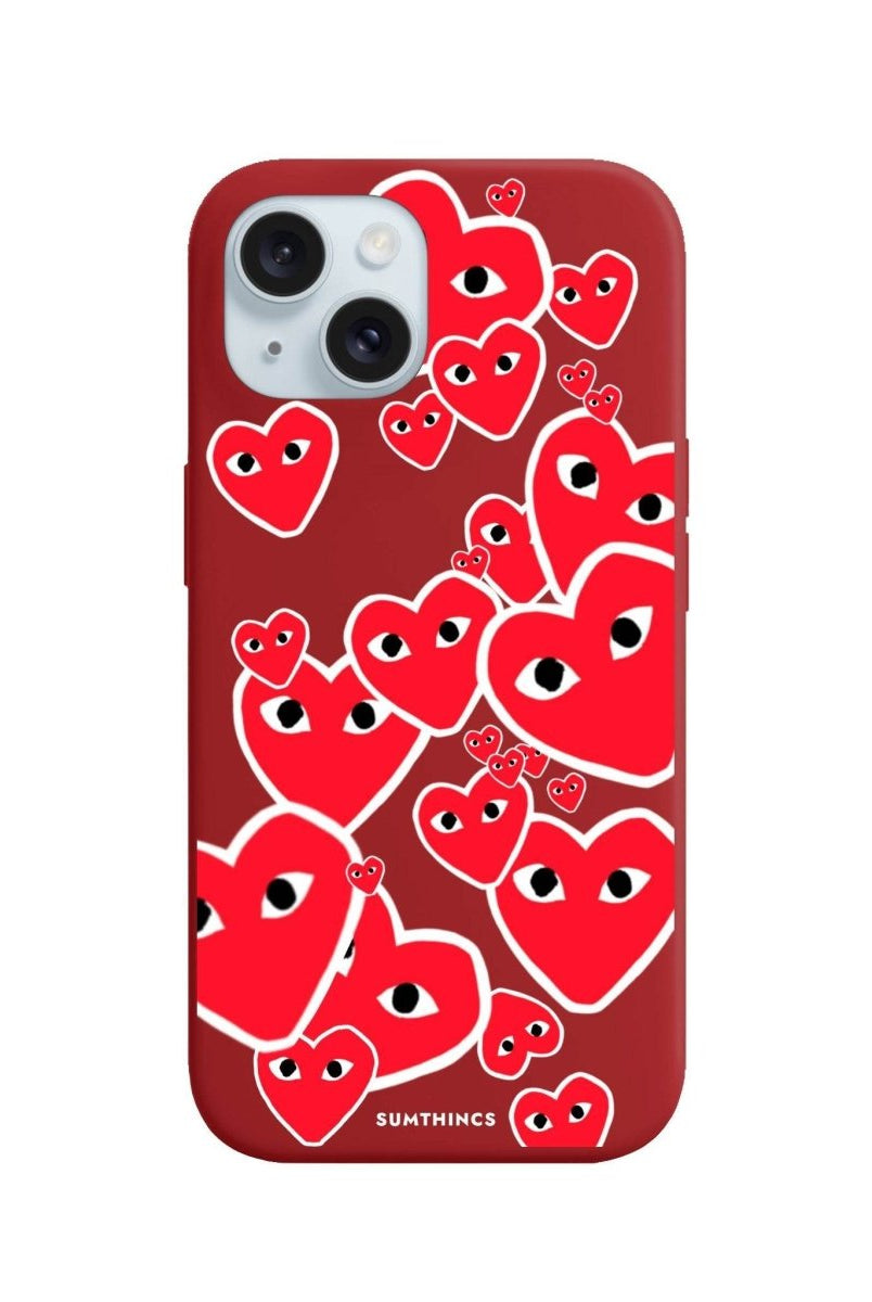 iPhone 15 Plus Hearts Premium Telefon Kılıfı Kırmızı - SUMTHINCS