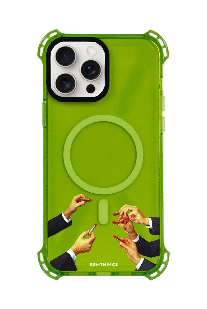 iPhone 15 Plus Lipstick Bumper Magsafe Şeffaf Telefon Kılıfı Yeşil - SUMTHINCS