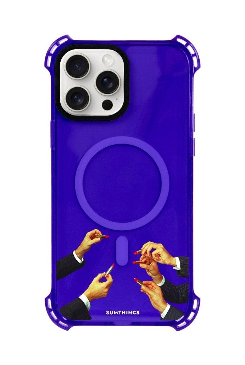 iPhone 15 Plus Lipstick Bumper Magsafe Şeffaf Telefon Kılıfı Mor - SUMTHINCS