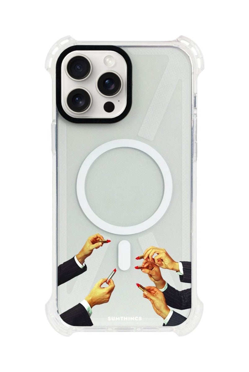 iPhone 15 Plus Lipstick Bumper Magsafe Şeffaf Telefon Kılıfı Beyaz Şeffaf - SUMTHINCS