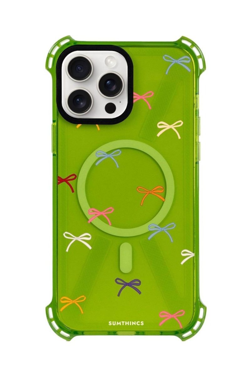 iPhone 15 Plus Little Bows Bumper Magsafe Şeffaf Telefon Kılıfı Yeşil - SUMTHINCS