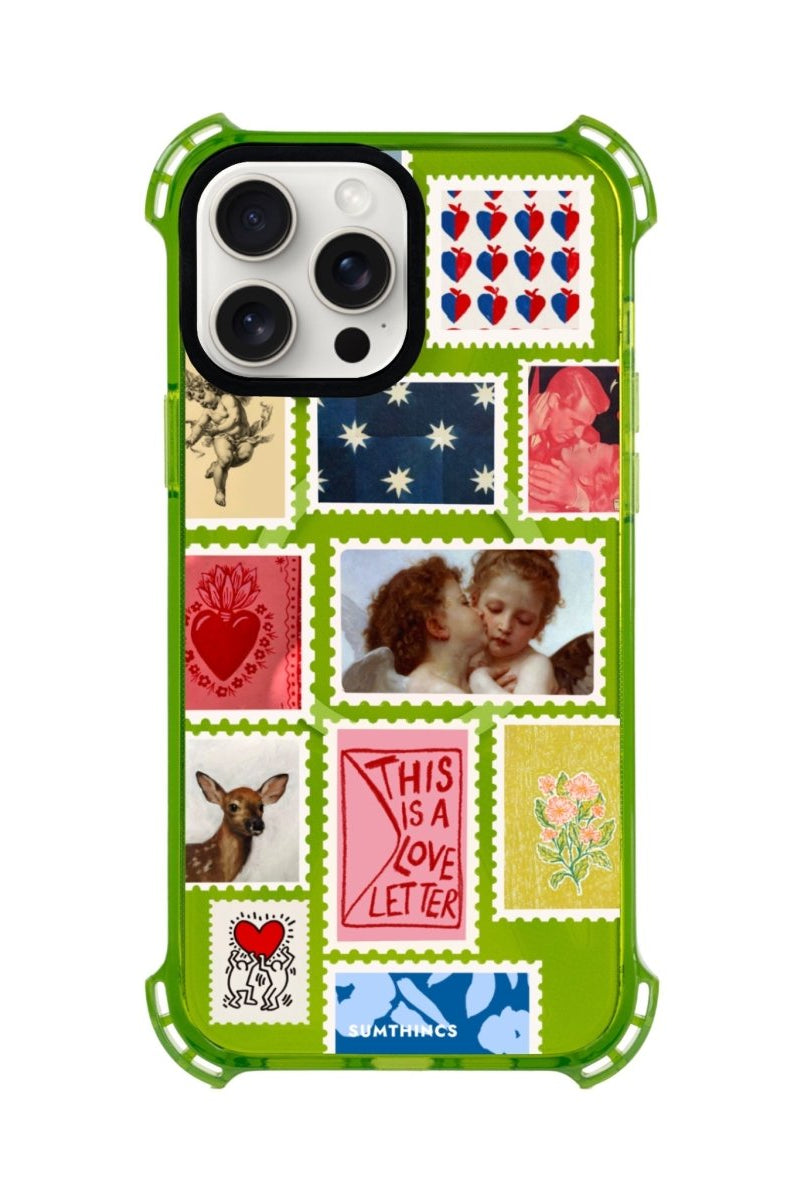 iPhone 15 Plus Love Letter Bumper Magsafe Şeffaf Telefon Kılıfı Yeşil - SUMTHINCS